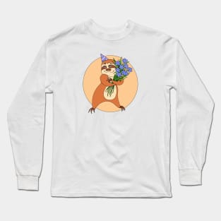 Print with sloth. Funny character. Sloth illustration. Exclusive present. T-Shirt, lazy gifts Long Sleeve T-Shirt